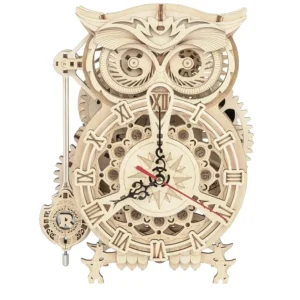 Rokr 161pcs Creative DIY 3D Owl Clock Wooden Model Building Block Kits Assembly Toy Gift for Children Adult LK503
